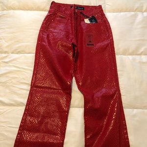 Red snake skin jeans